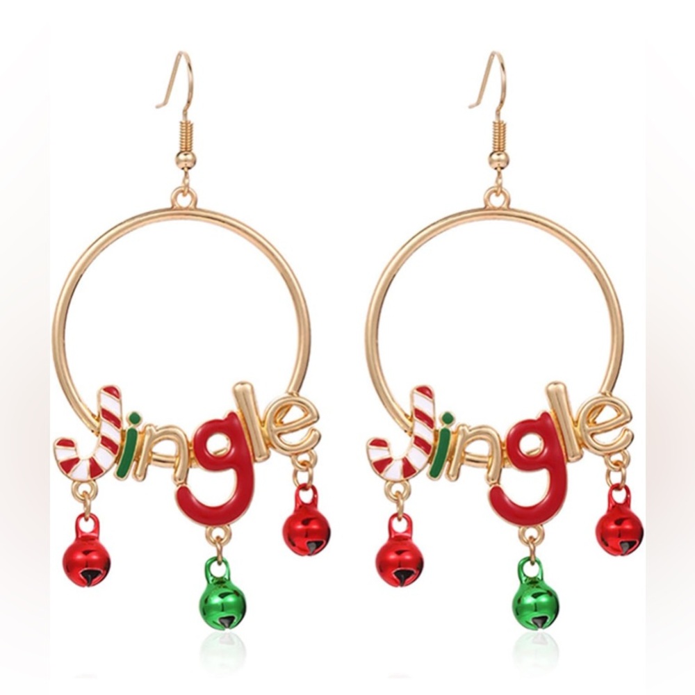 Festive Gold and Red 'Jingle' Earrings